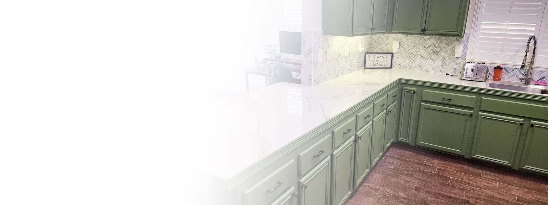 Decorative background showcasing finished kitchen remodel